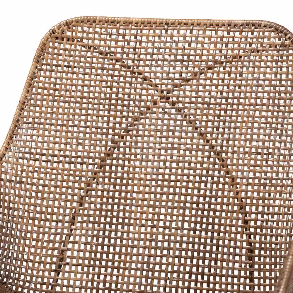 None Ballerina Greywashed Rattan and Black Dining Chair (Set of 2)