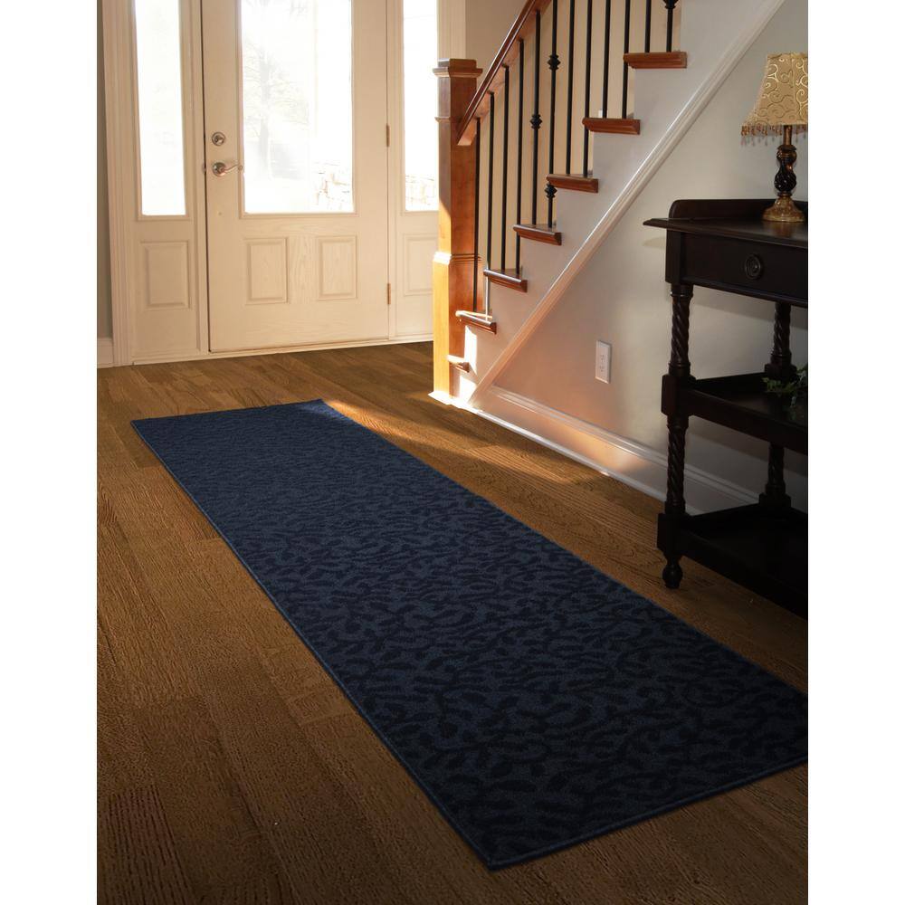 Garland Rug Ivy Dark Blue 2 ft. x 8 ft. Runner Rug