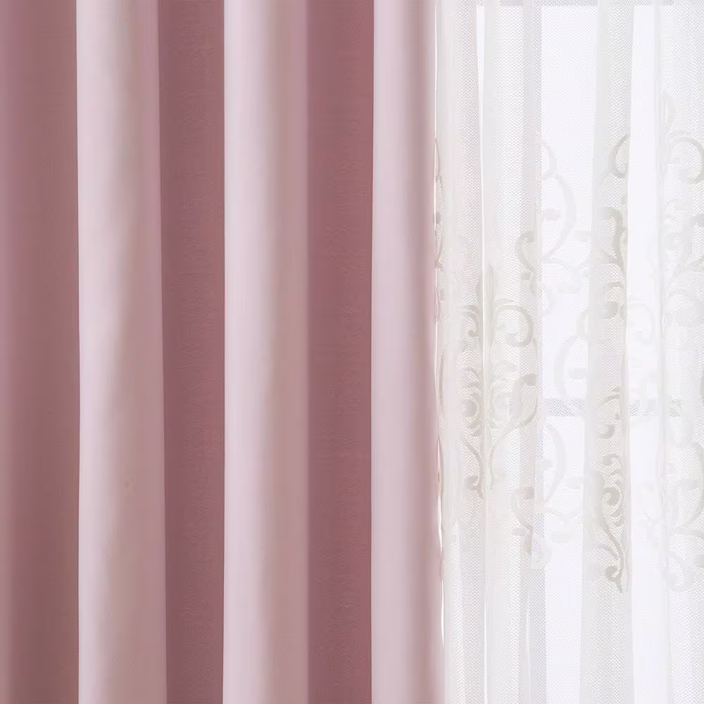 Best Home Fashion Light Pink Solid Grommet Sheer Curtain - 52 in. W x 84 in. L (Set of 2)