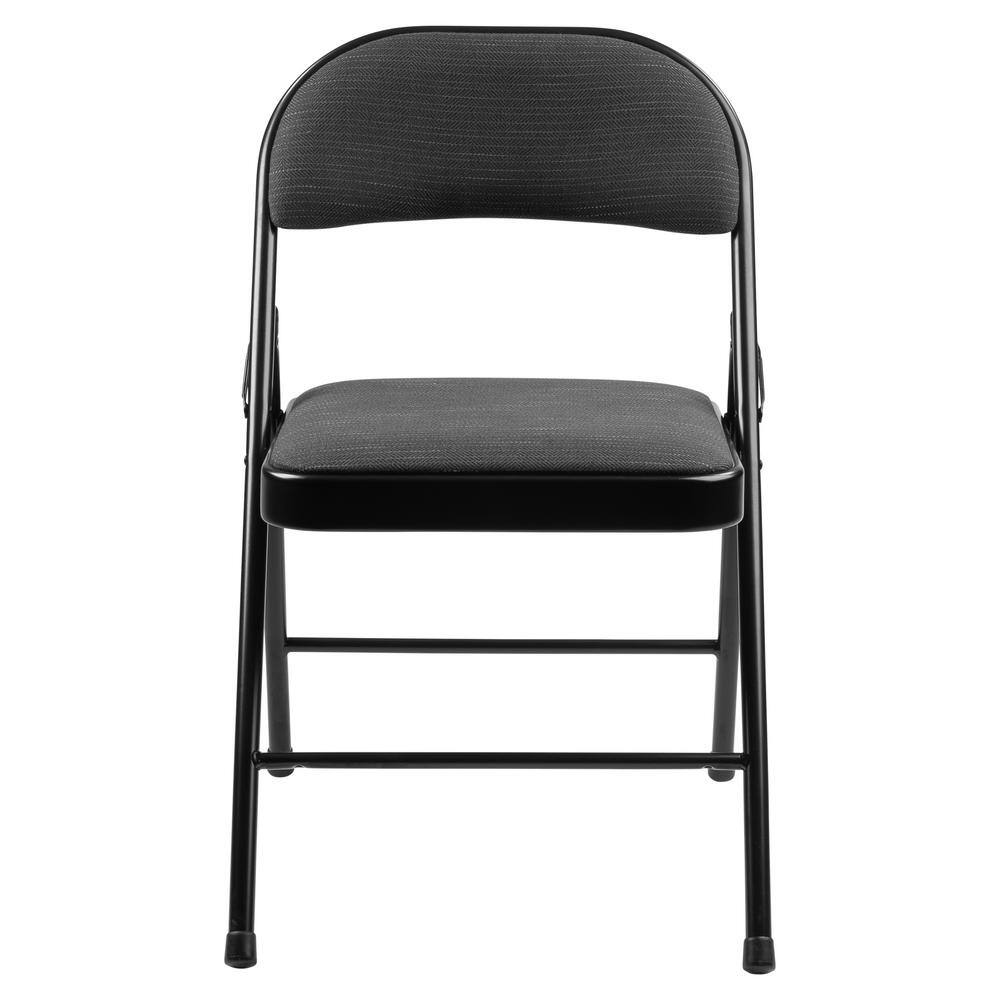 None 900 Star Trail Black Fabric Padded Metal Frame Folding Chair (4-Pack)