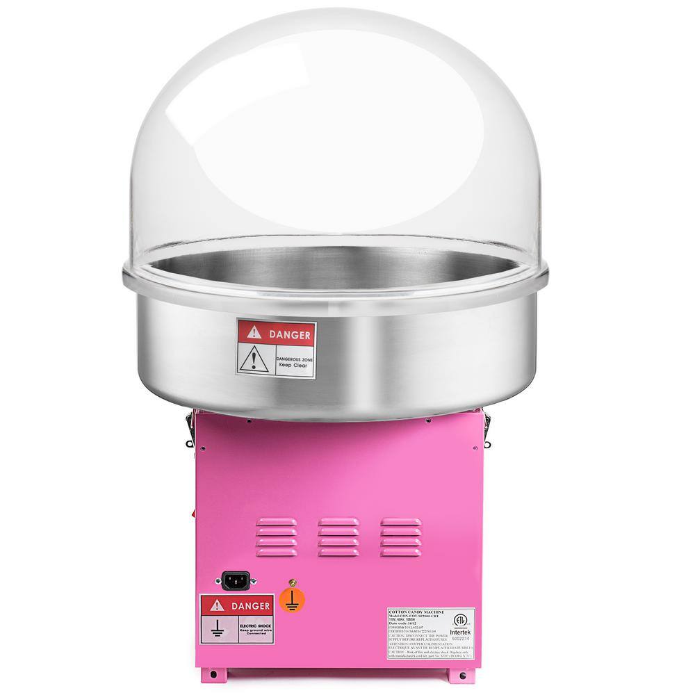 Olde Midway 950 W Pink Cotton Candy Machine with Shield