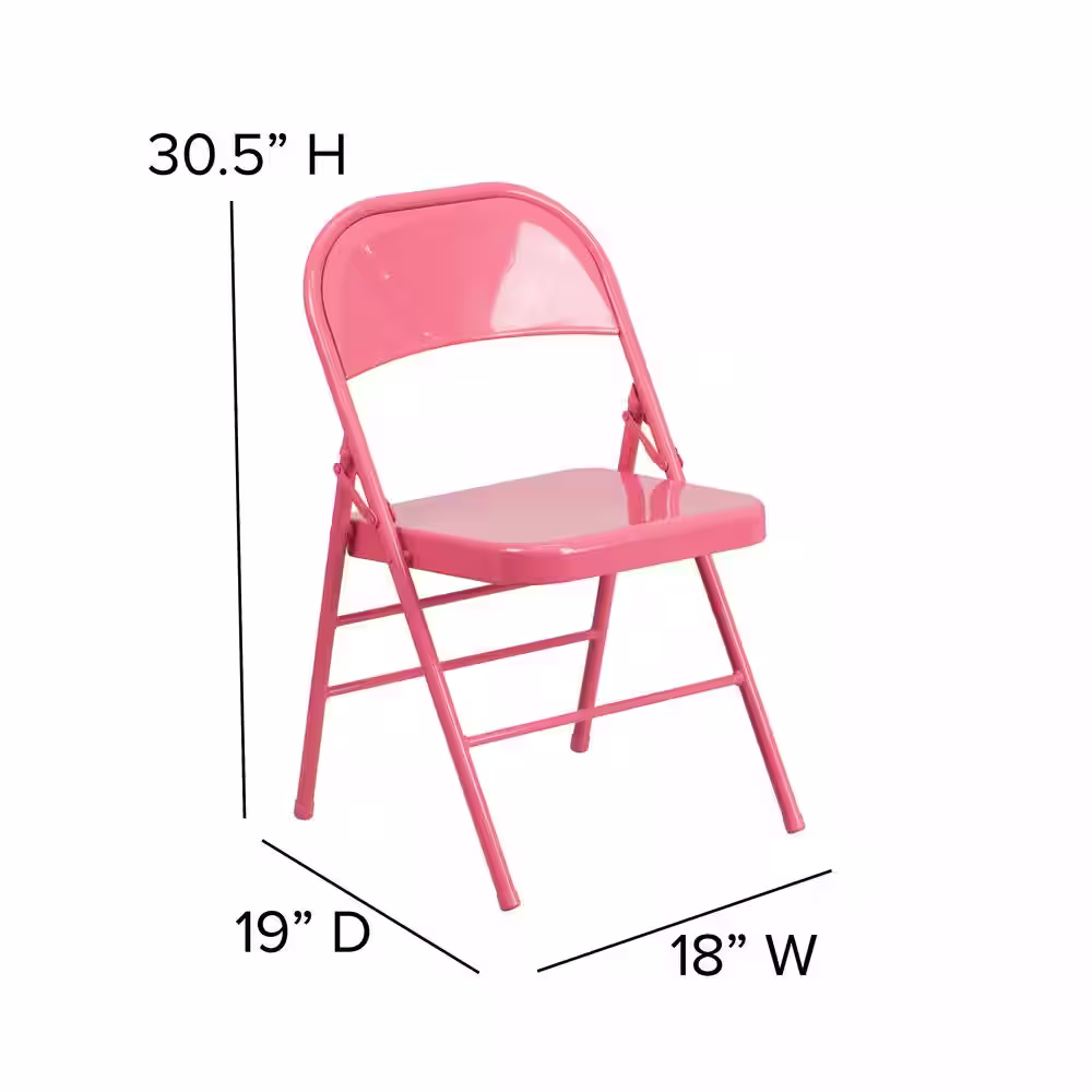 Carnegy Avenue Bubblegum Pink Metal Folding Chair (2-Pack)