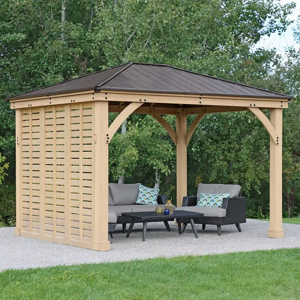 Yardistry 10 ft. Meridian Wood Privacy Wall
