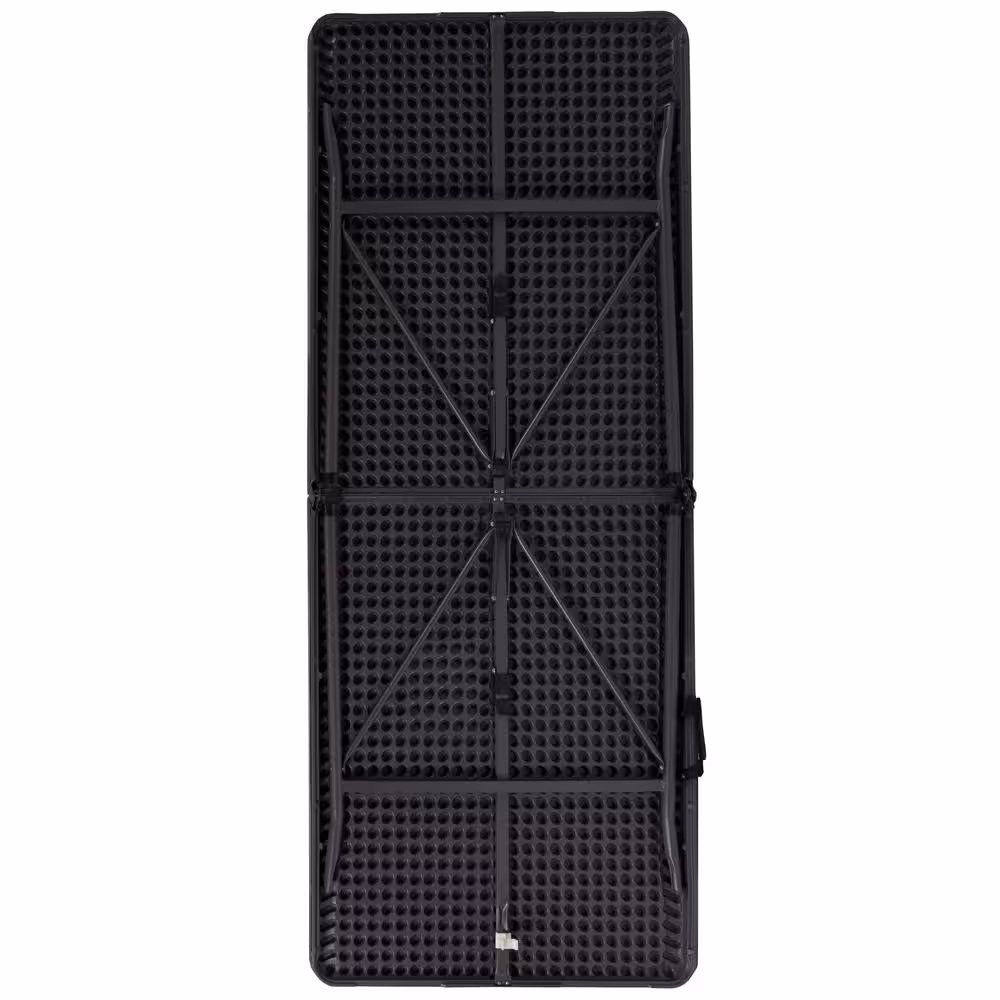 None 72 in. Dark Gray Plastic Tabletop Metal Frame Folding Table