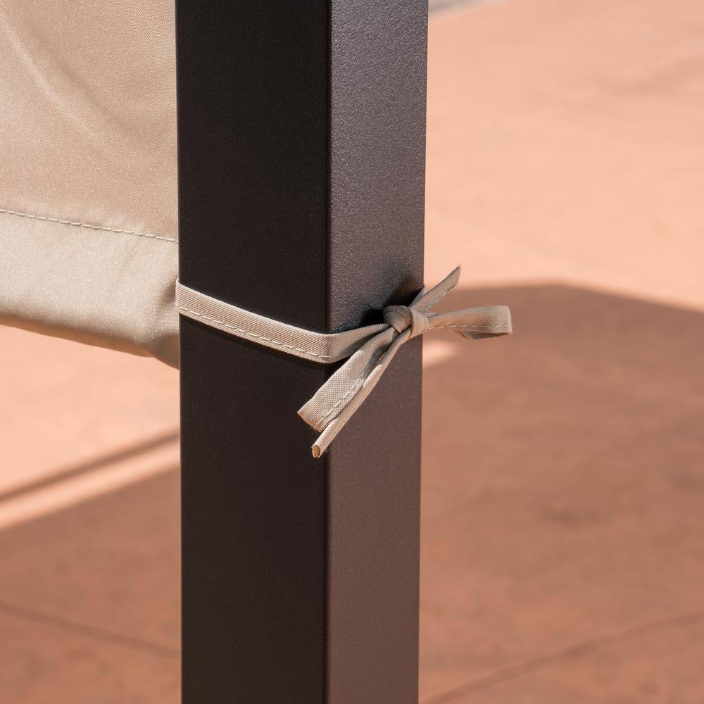 Noble House Westray 10 ft. x 10 ft. Black Steel-Framed Canopy Gazebo with Beige Fabric Shade