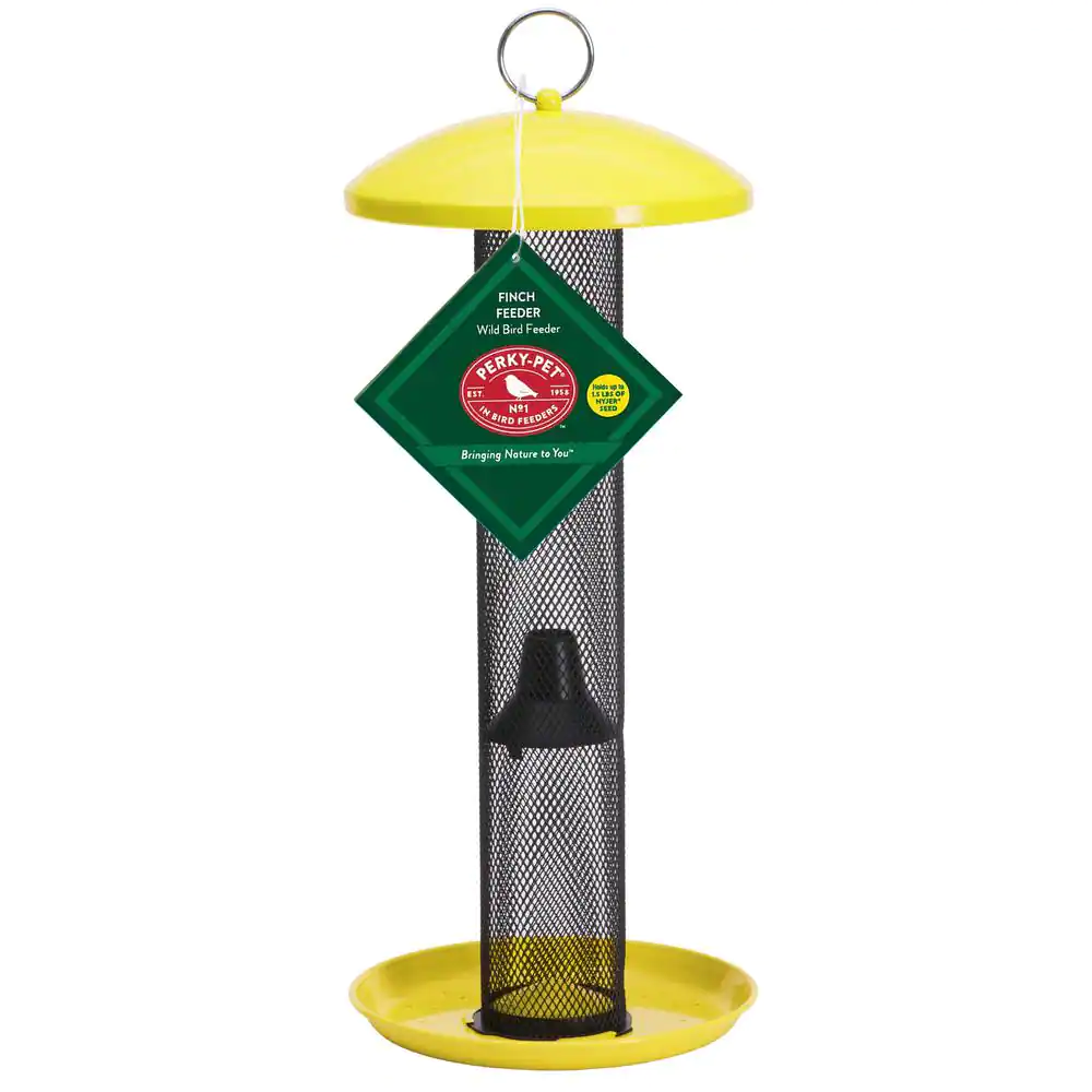 Perky-Pet Yellow Straight Sided Finch Tube Hanging Bird Feeder - 1.5 lb. Capacity