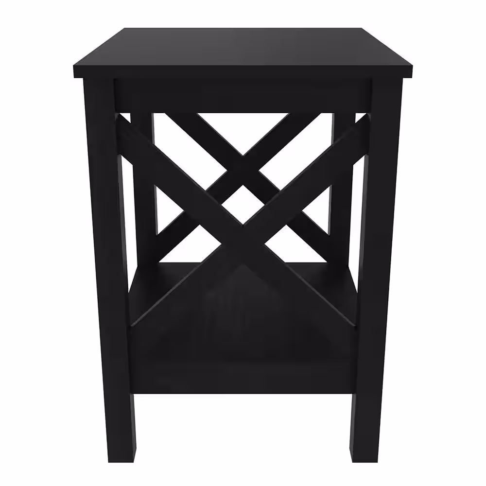 ClosetMaid X-Frame 2-Tier 21.9 in. H x 17.9 in. W x 15.7 in. D Laminated Wood End Table Shelving Unit in Black Walnut