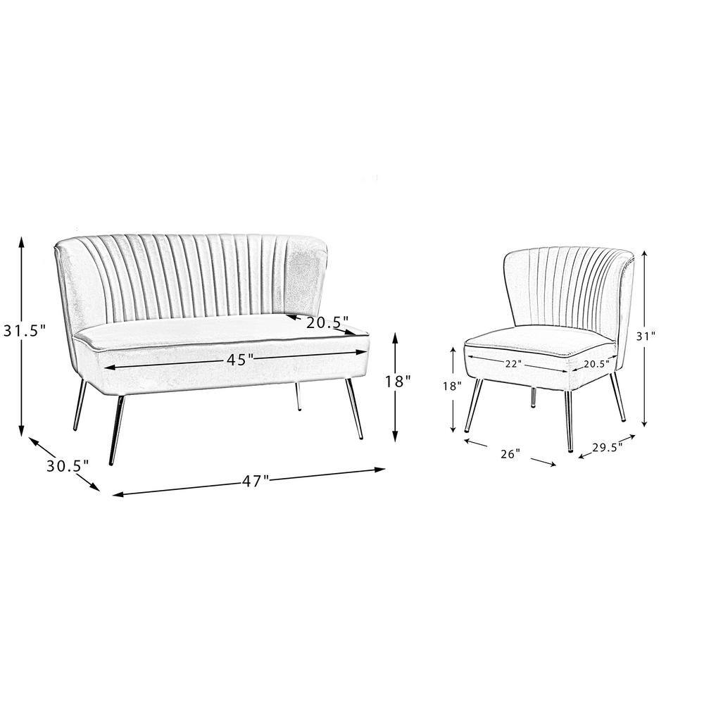 JAYDEN CREATION Carmita 3-Piece Navy Living Room Set