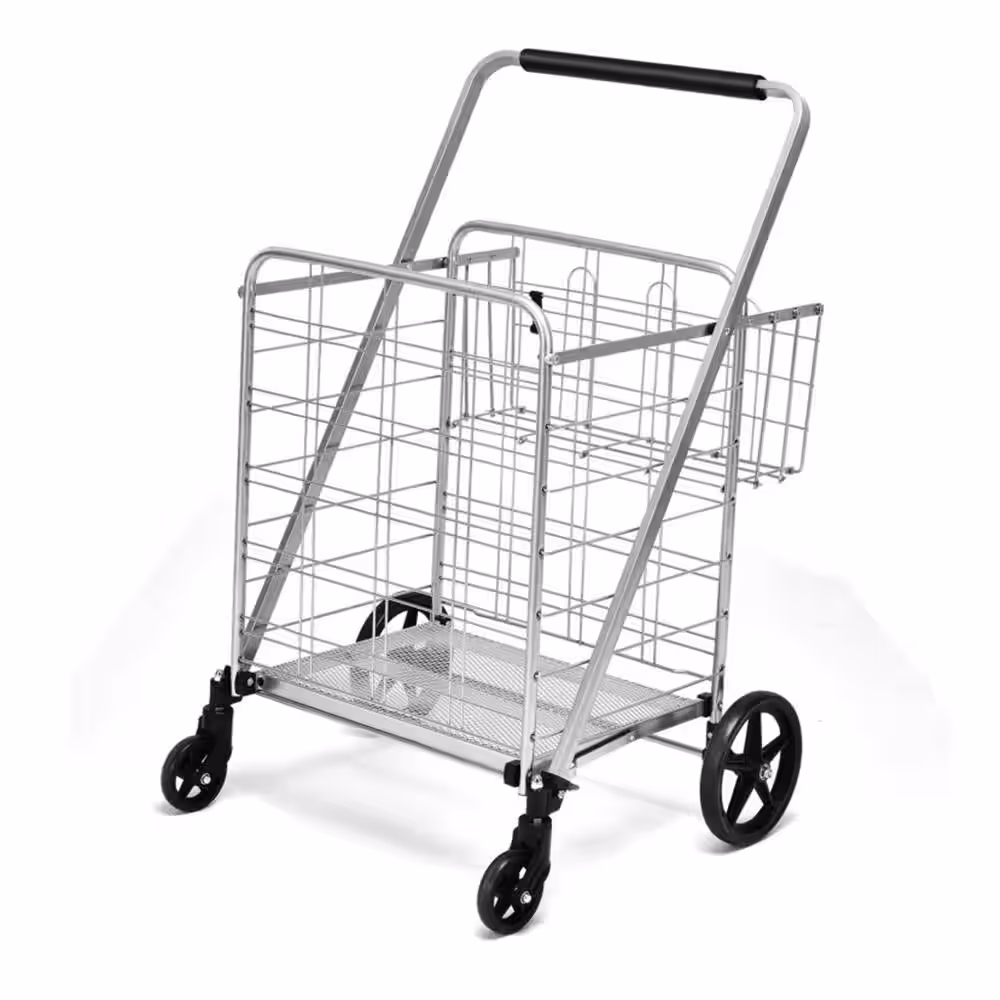 Bunpeony Silver Heavy Duty Folding Kitchen Utility Cart