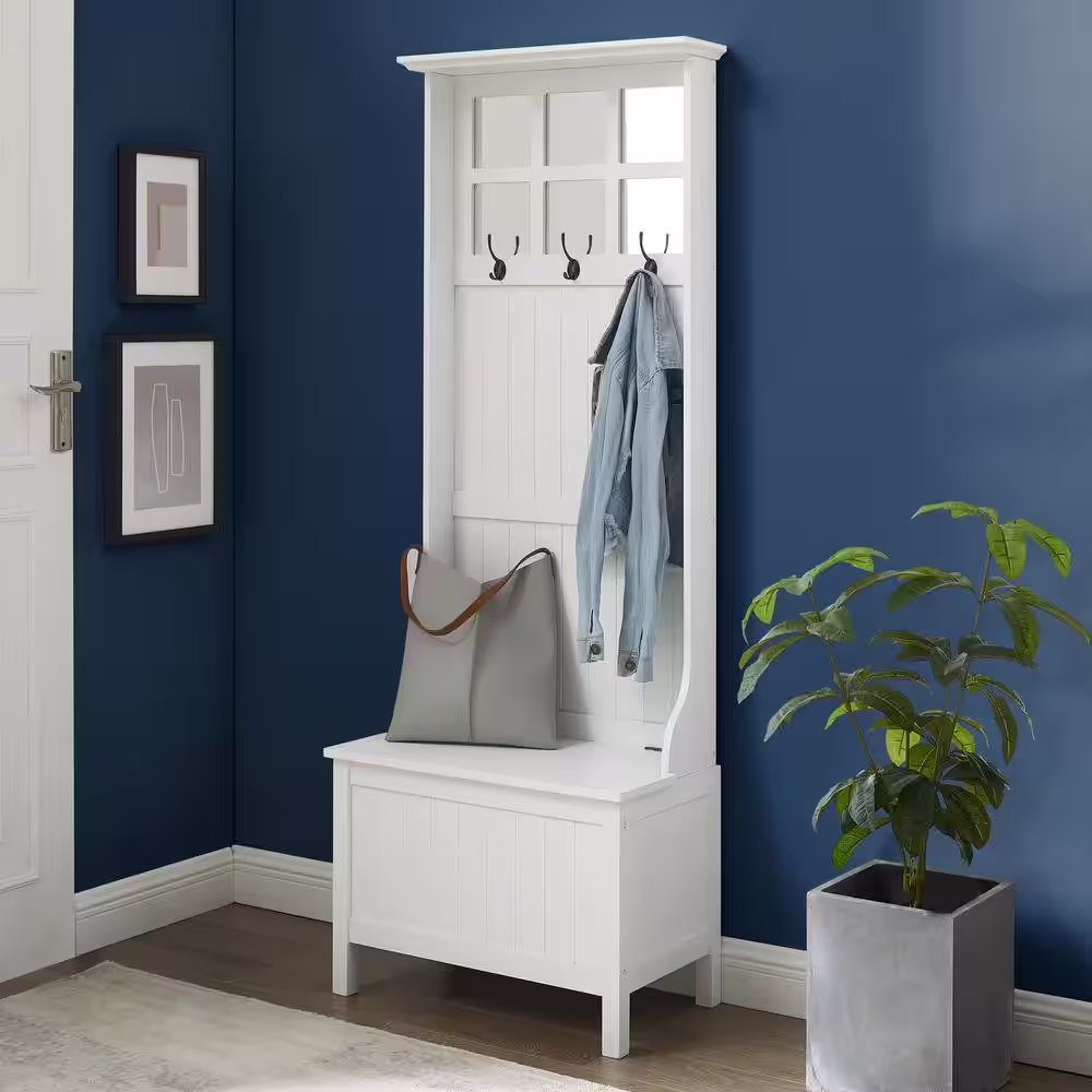 None Plymouth White Storage Hall Tree