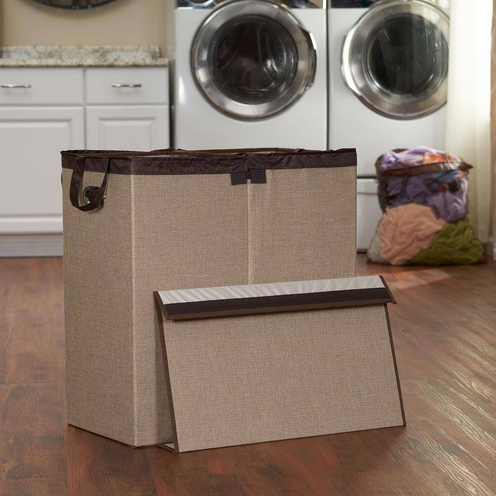 HOUSEHOLD ESSENTIALS Collapsible Laundry Sorter in Tan