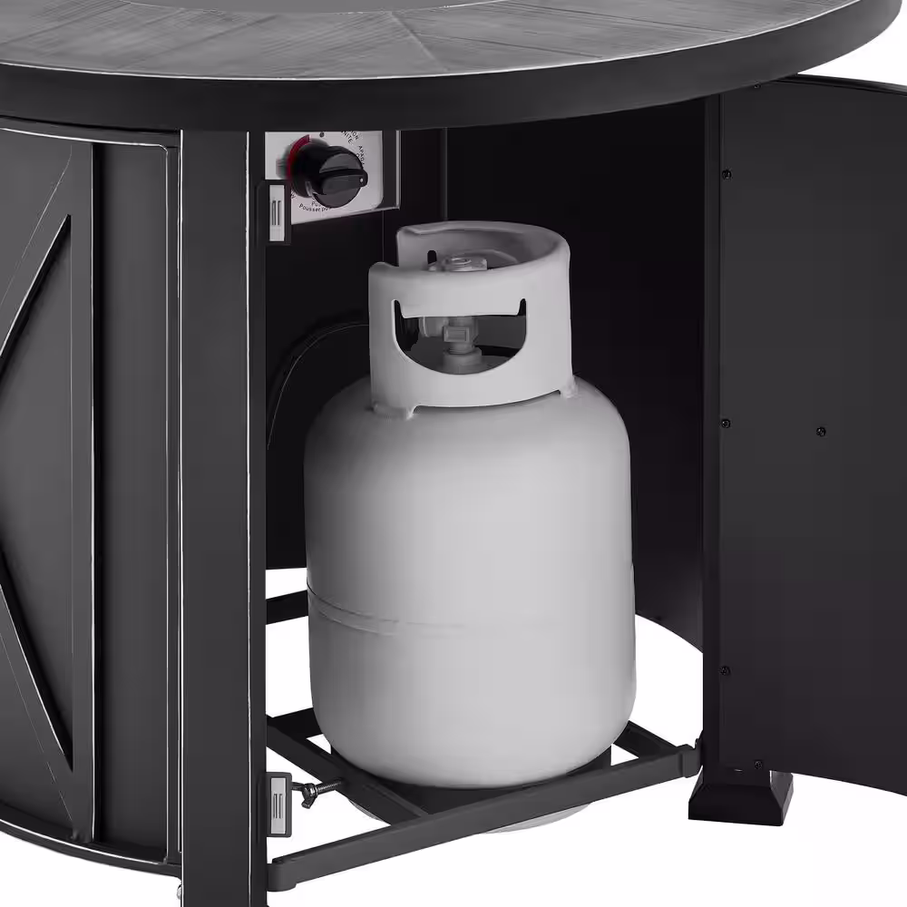 Hampton Bay Park Canyon 35 in. Round Steel Propane Fire Pit Kit