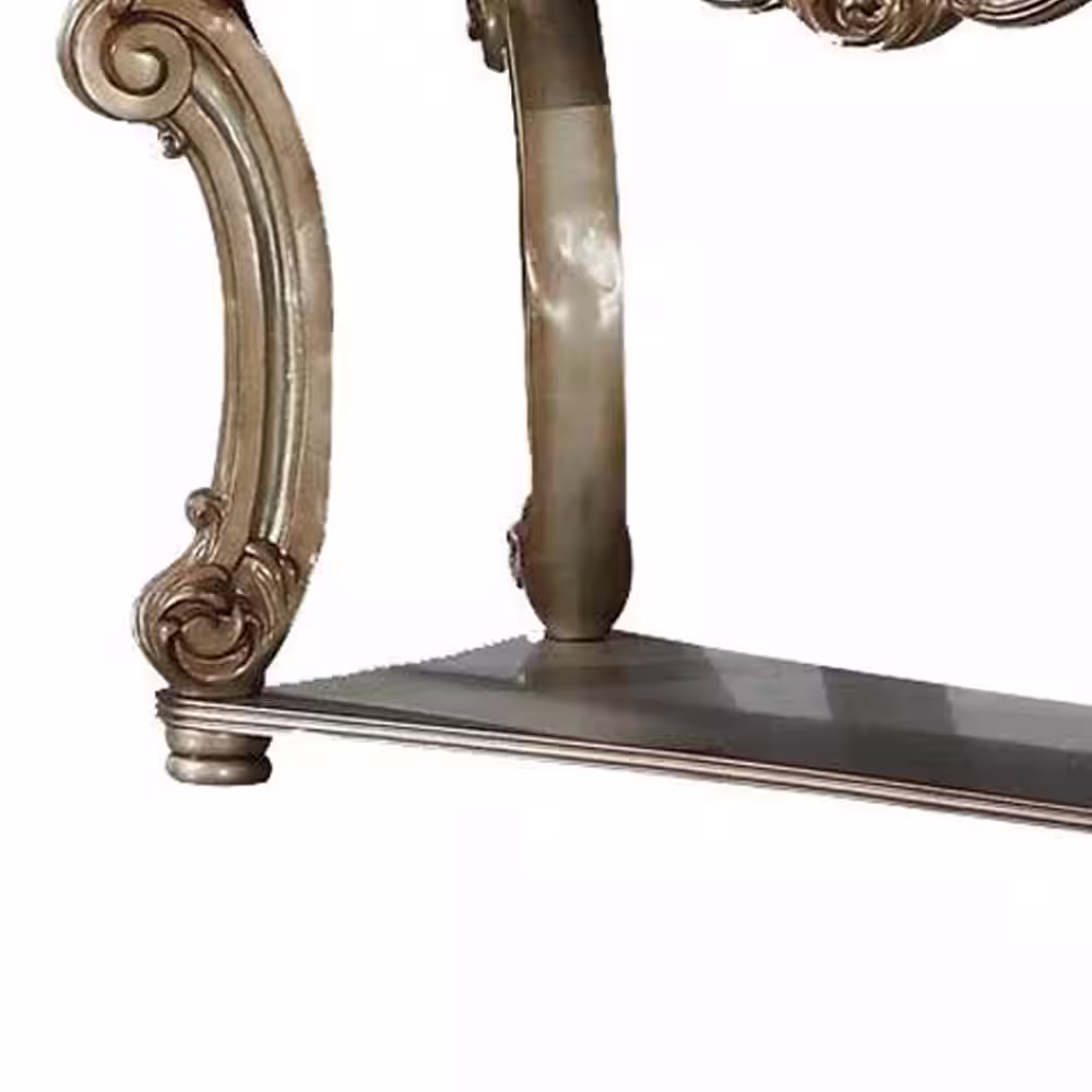 Acme Furniture Vendome 58 in. Gold Patina Standard Rectangle Wood Console Table with Shelves