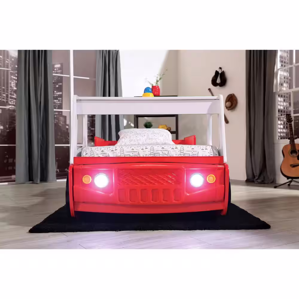 Furniture of America Mitta Red Fire Truck Youth Twin Bed