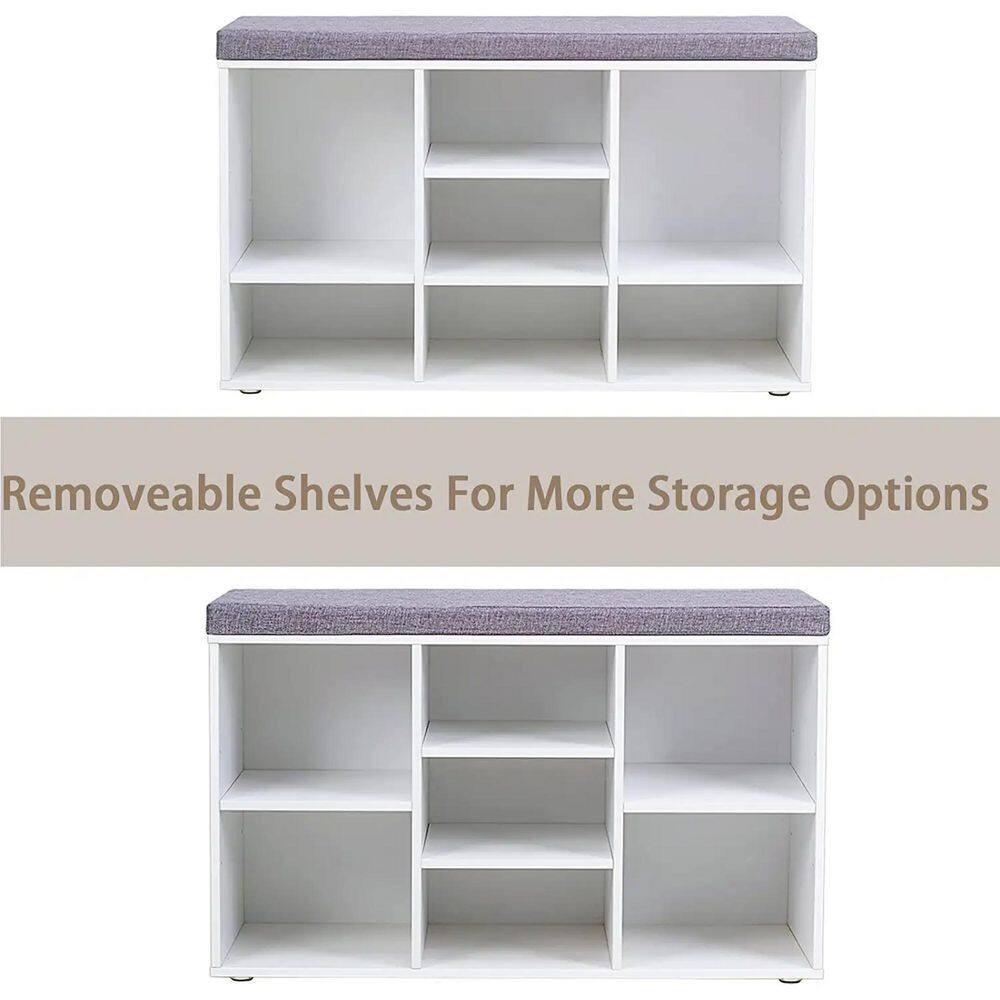 None 18.9 in. H 9-Pair 4-Tier White Wood Shoe Rack