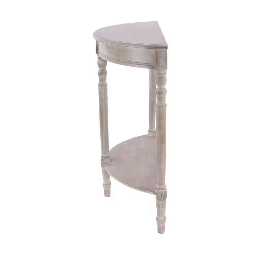 Litton Lane 32 in. Light Brown Extra Large Half Moon Wood Half Moon 1 Shelf Console Table