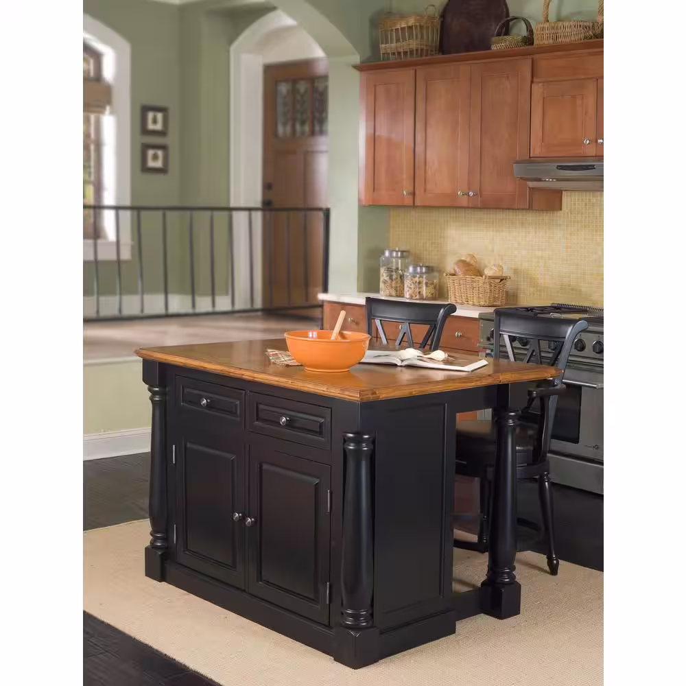 HOMESTYLES Monarch Black and Oak Kitchen Island