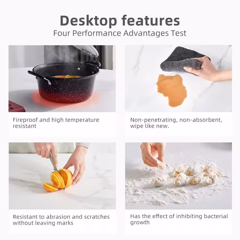 None 62.9 in. to 94.4 in. Rectangle White Stone Extendable Dining Table