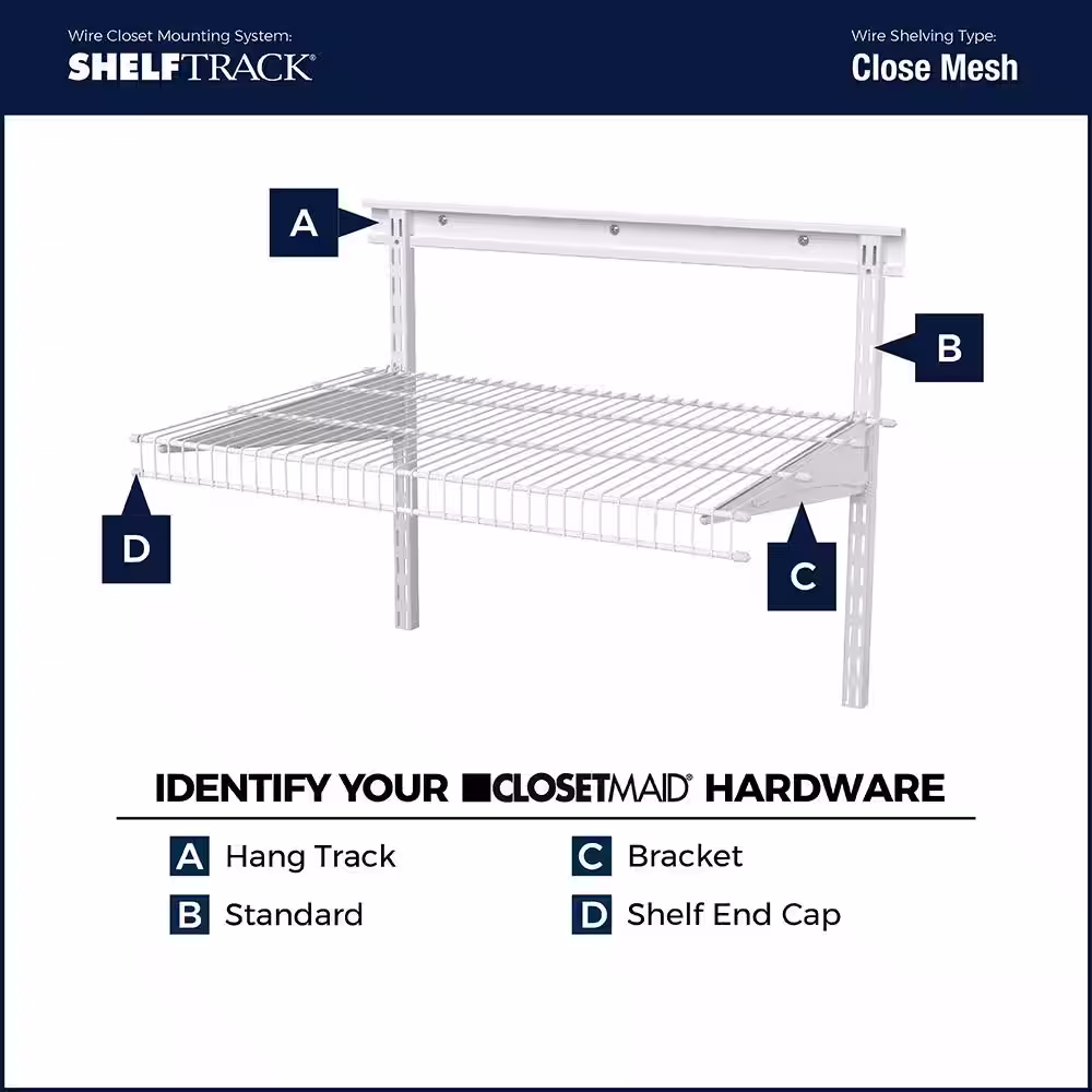 ClosetMaid ShelfTrack 16.75 in. D x 48 in. W x 80 in. H White Wire Utility Steel Closet System Kit