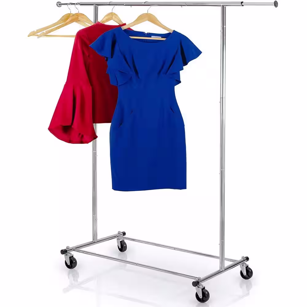 None Chrome Metal Clothes Rack 60 in. W x 62 in. H