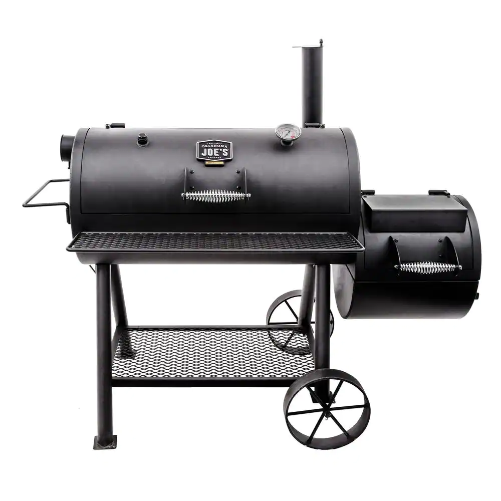 OKLAHOMA JOE'S Highland Reverse Flow Offset Charcoal Smoker and Grill in Black with 900 sq. in. Cooking Space