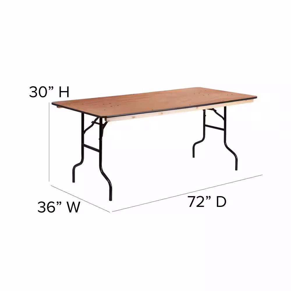 Carnegy Avenue 72 in. Natural Wood Tabletop Metal Frame Folding Table