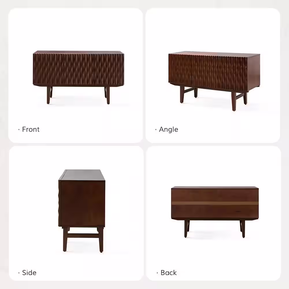 JAYDEN CREATION Janice Mid-century Modern Walnut Wooden 54 in. Wide Sideboard with Adjustable Shelf and Adjustable Legs