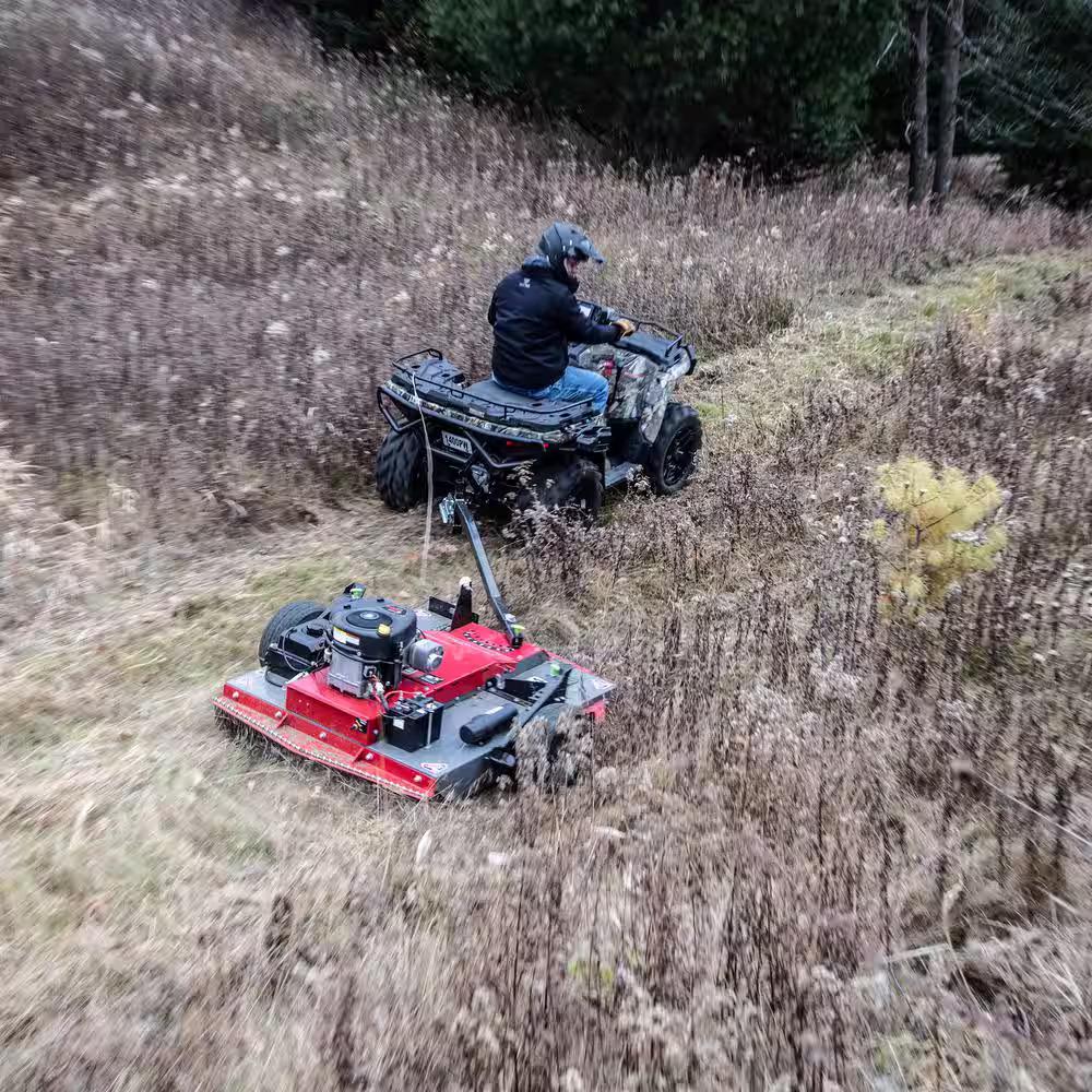Earthquake 500 cc Briggs & Stratton Acreage Tow-Behind Rough Cut Mower with 44 in. Steel Cutting Deck and Tool-Less Offset Tow Bar
