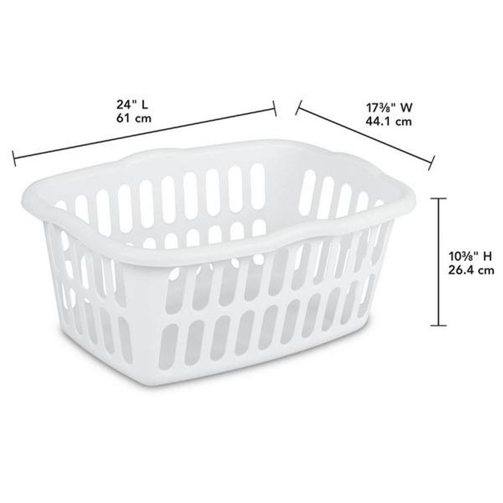 Sterilite 1.5 Bushel White Rectangular Plastic Laundry Basket Bins (12-Pack)