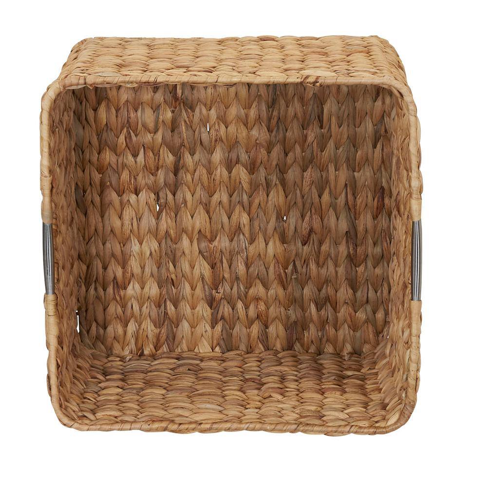 HOUSEHOLD ESSENTIALS Hyacinth 14.5 in. H x 14.5 in. W x 11 in D Wicker Basket with Metal Frame