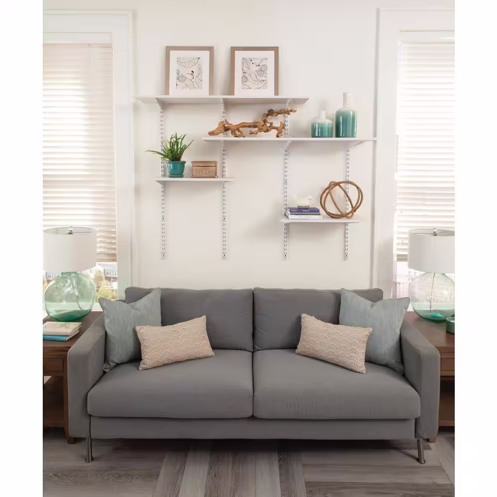 Rubbermaid Chestnut Oak Laminated Wood Wall Mounted Shelf 12 in. D x 72 in. L