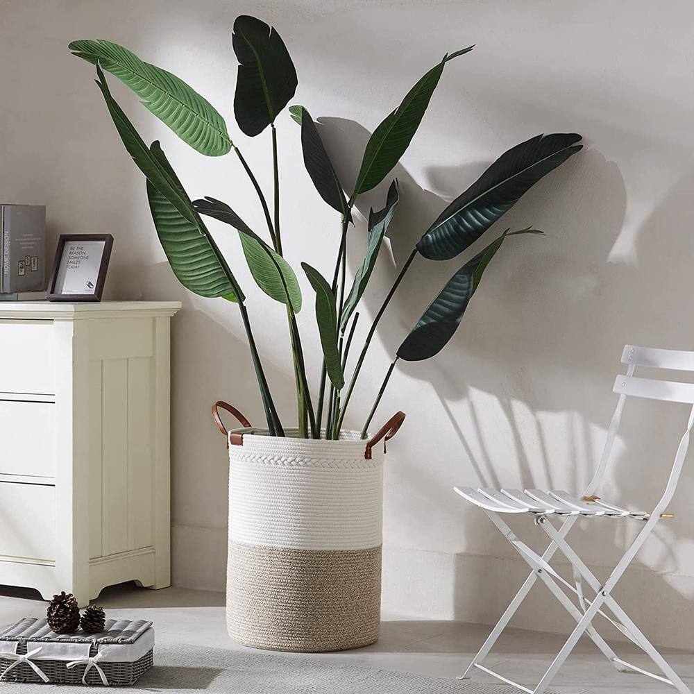 None 72 l Cotton Laundry Basket Hamper Brown