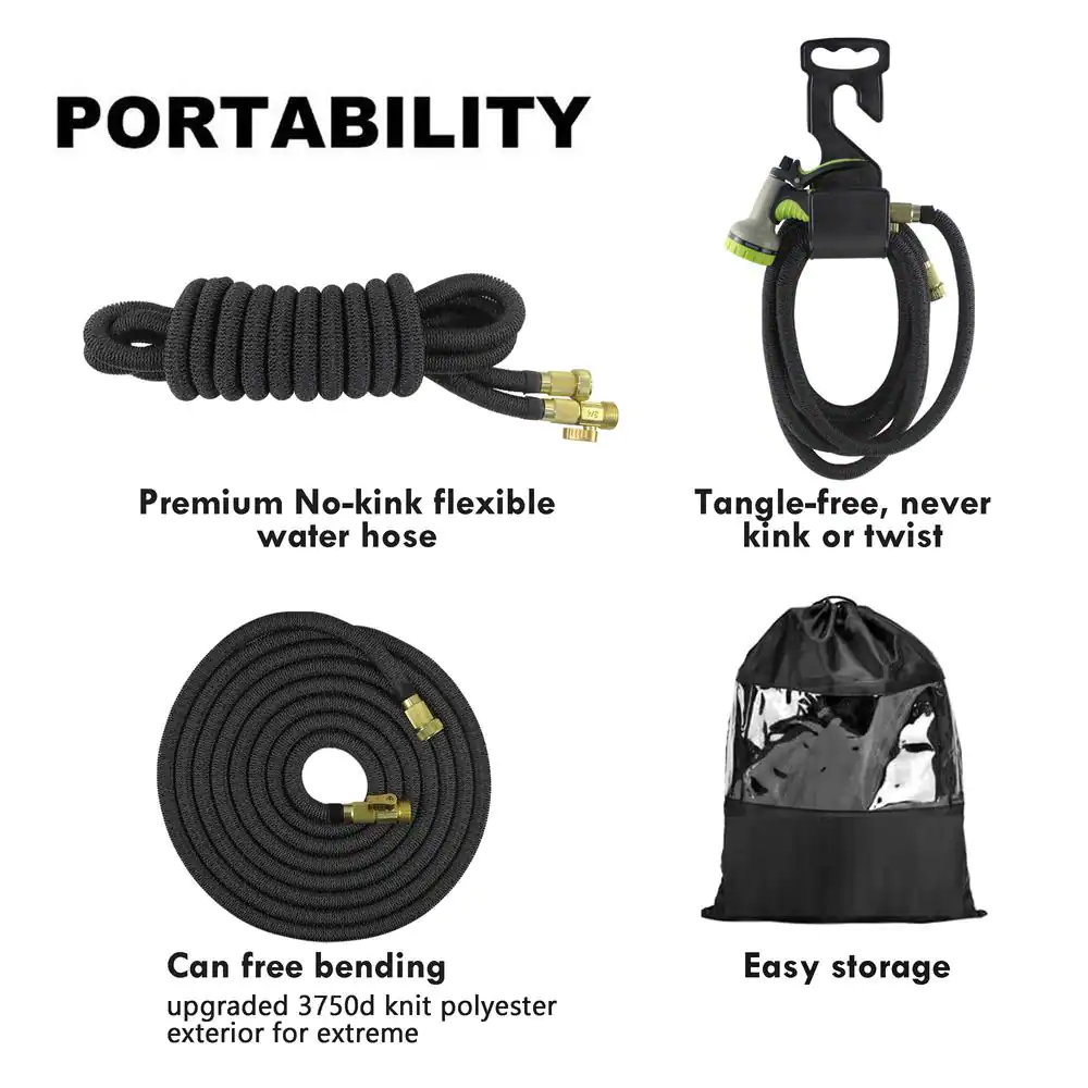 None 3/4 in. 100 ft. Expandable Garden Hose Flexible Water Hose with 10 Function Nozzle Durable 3750D Water Hose