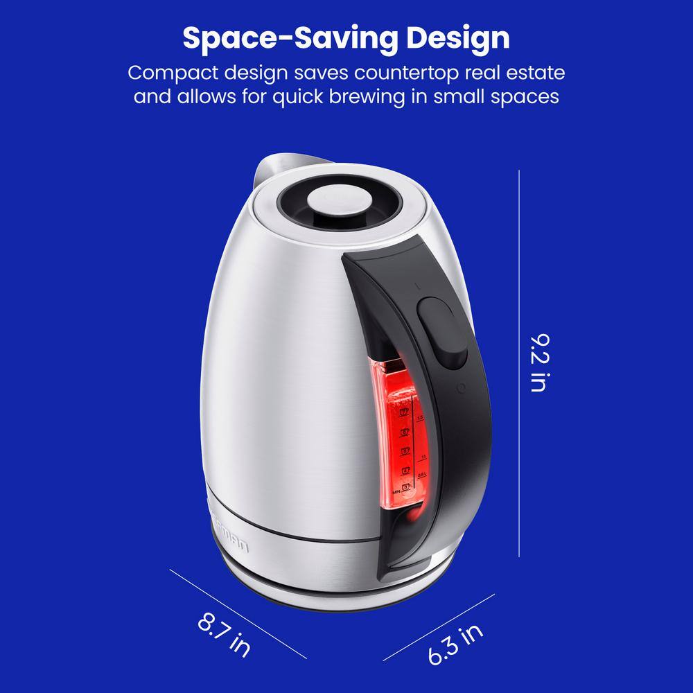 Chefman 1.7 Liter Stainless Steel Electric Tea Kettle Water Boiler with Automatic Shutoff Hot Water Electric Kettles