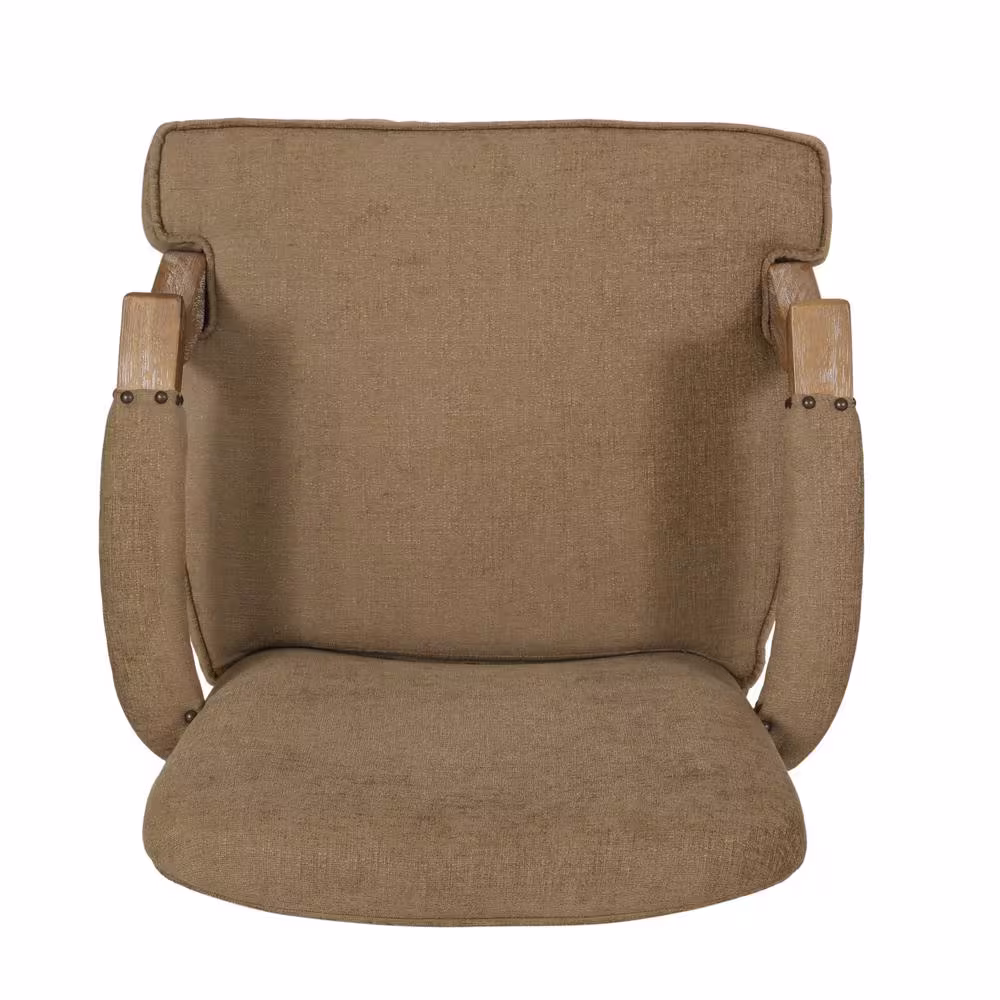 Noble House Ardson Dark Beige and Natural Fabric Dining Arm Chairs (Set of 2)