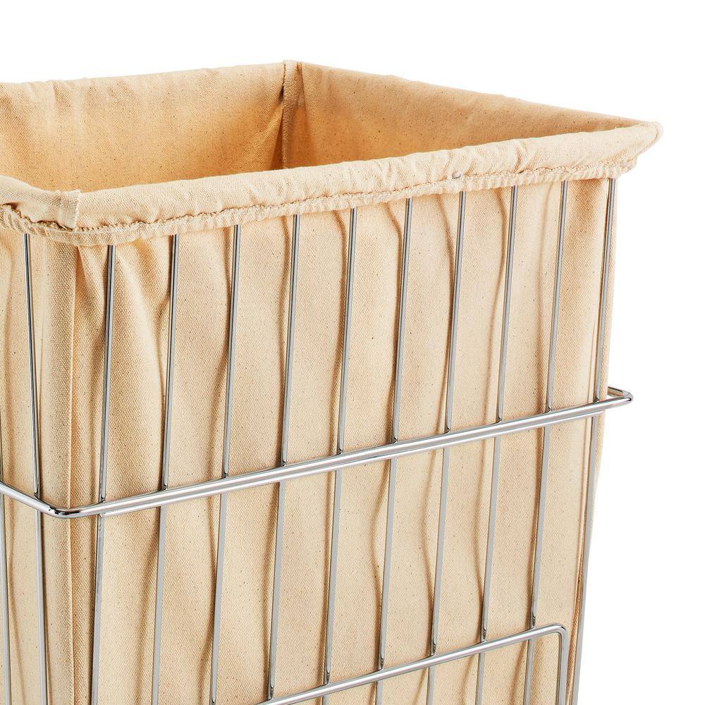 Rev-A-Shelf Chrome Metal Pullout Wire Clothes Hamper Basket with Liner and Mounting Hardware