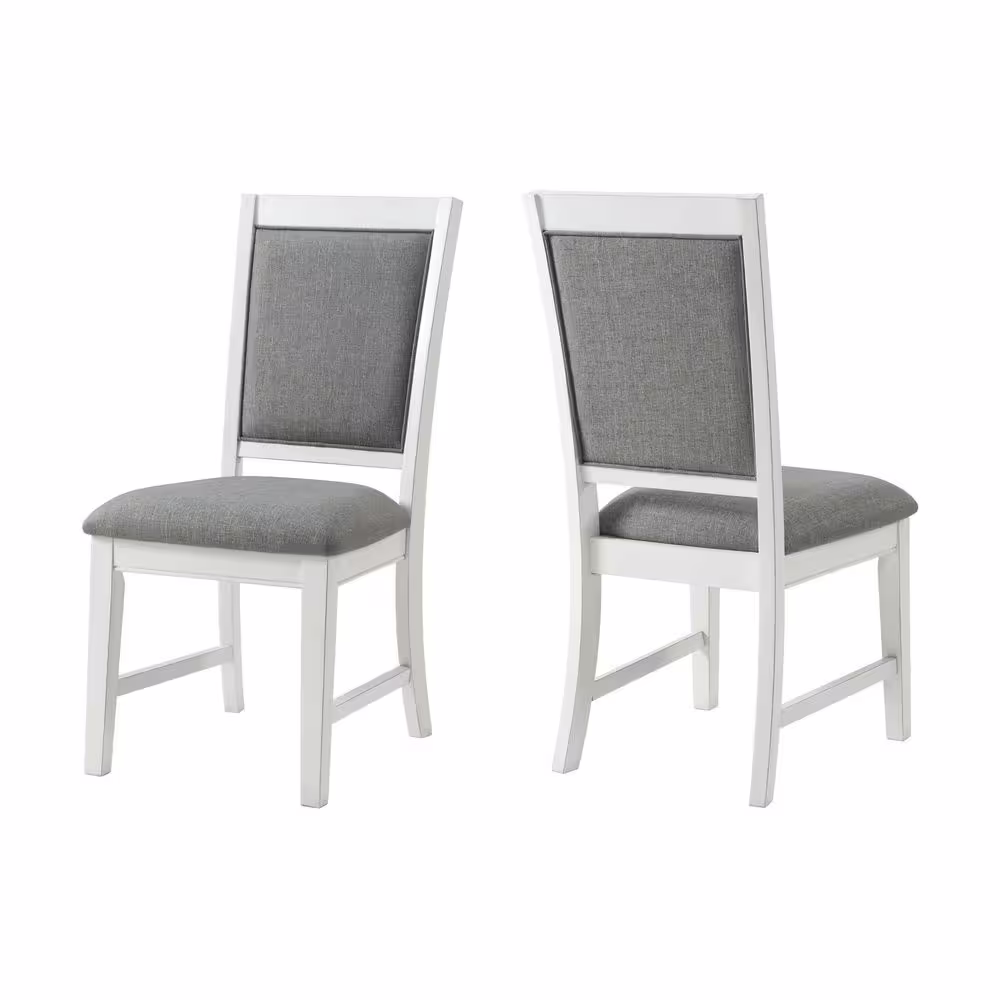 Martin Svensson Home Del Mar Antique White and Grey Linen Upholstered Dining Room Side Chair (Set of 2)