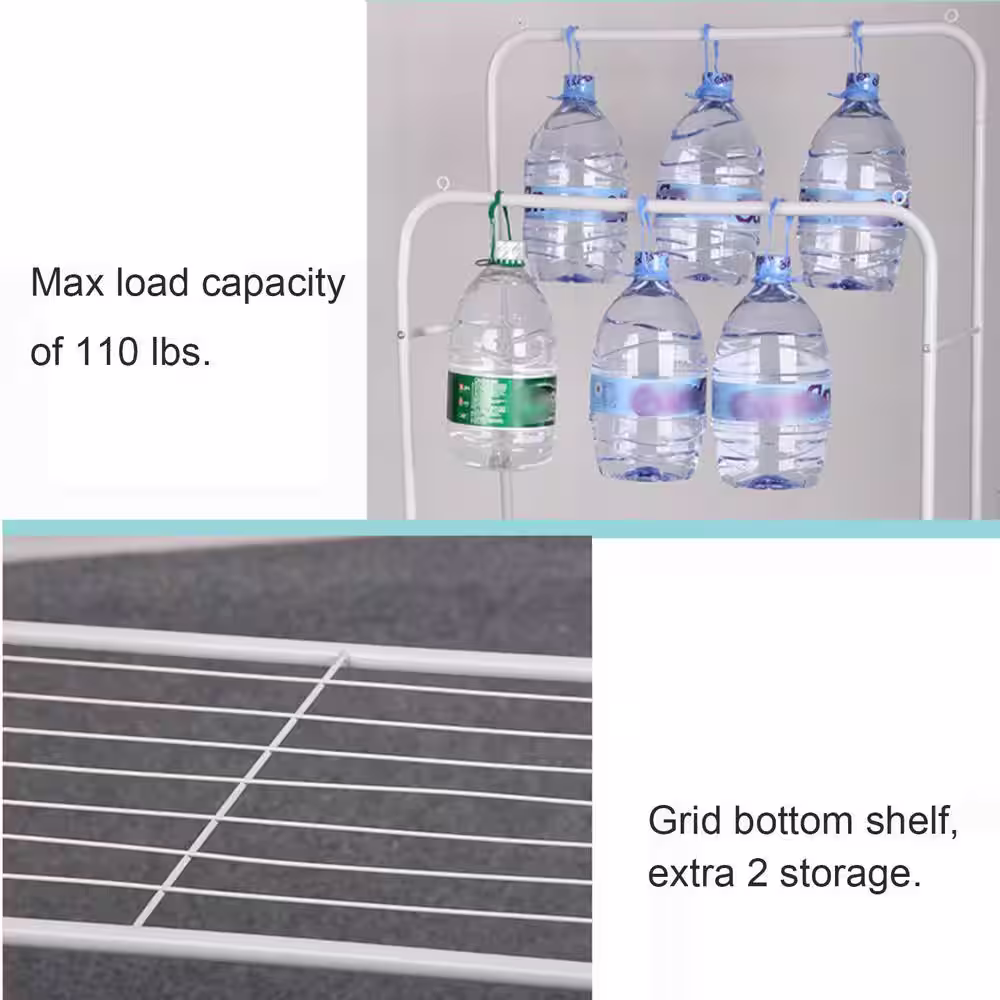 None White Metal Garment Clothes Rack Double Rods 31.5 in. W x 63 in. H