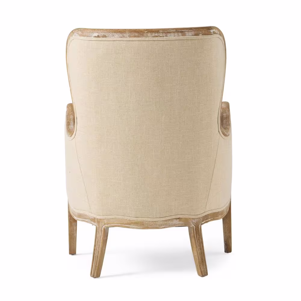 Noble House Crenshaw Beige Fabric Wing Chair