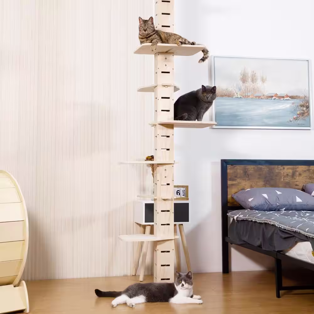 COZIWOW 114 in. H Floor-to-Ceiling Cat Tree