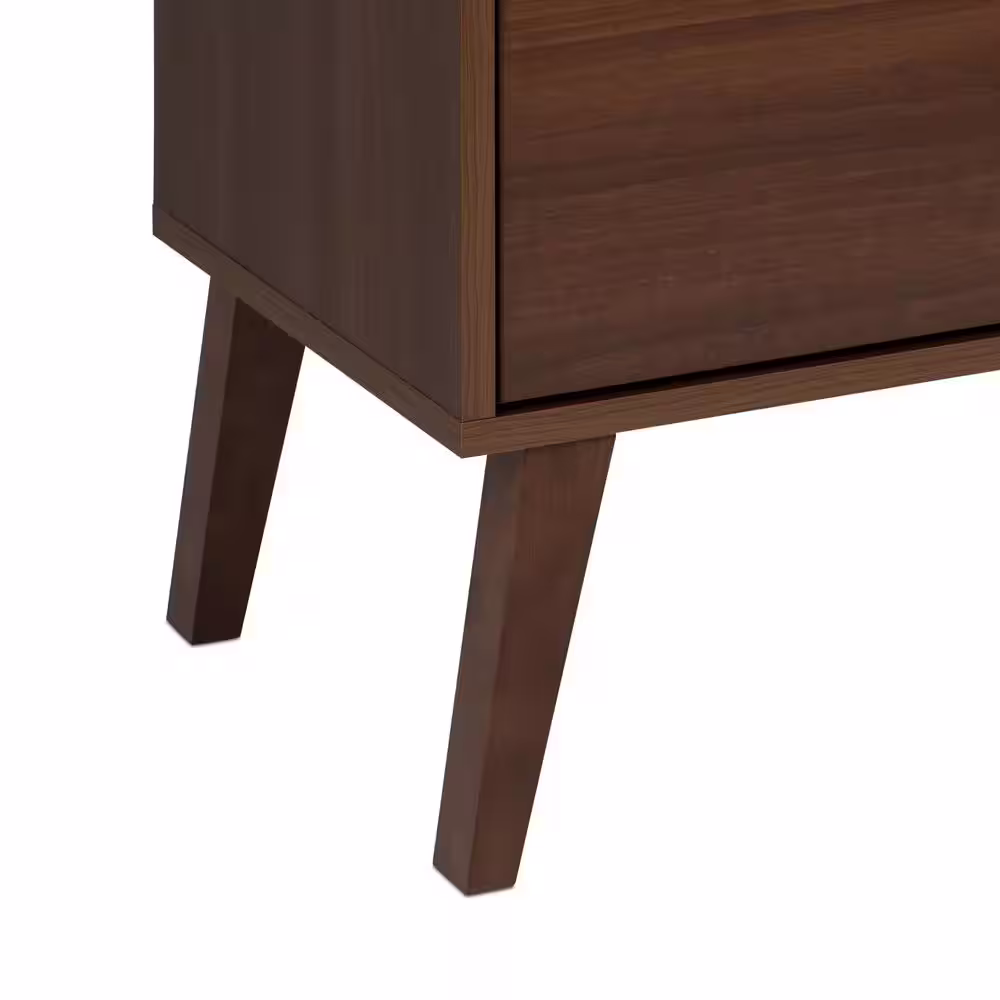 None Milo Mid Century Modern 2-Drawer Cherry Nightstand 25 in H x 24.75 in. W x 16 in. D