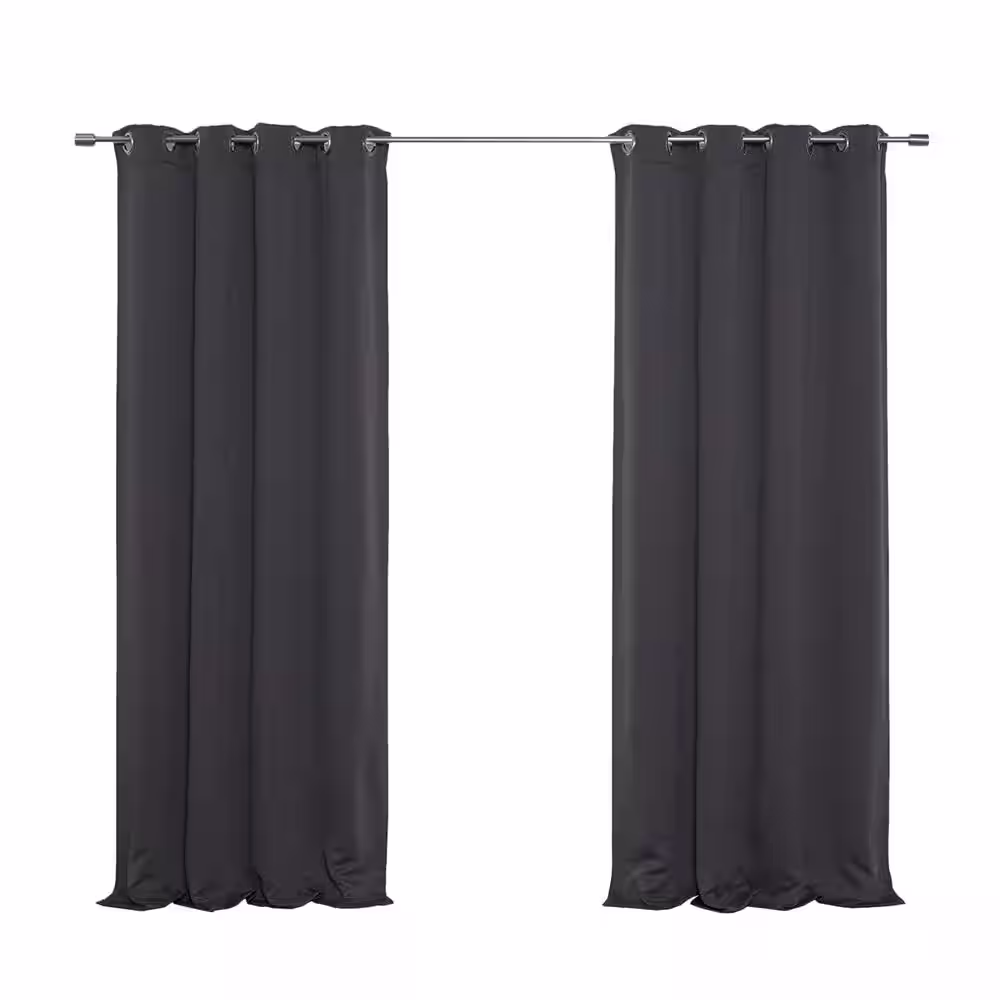 Best Home Fashion Dark Grey Grommet Blackout Curtain - 52 in. W x 96 in. L (Set of 2)