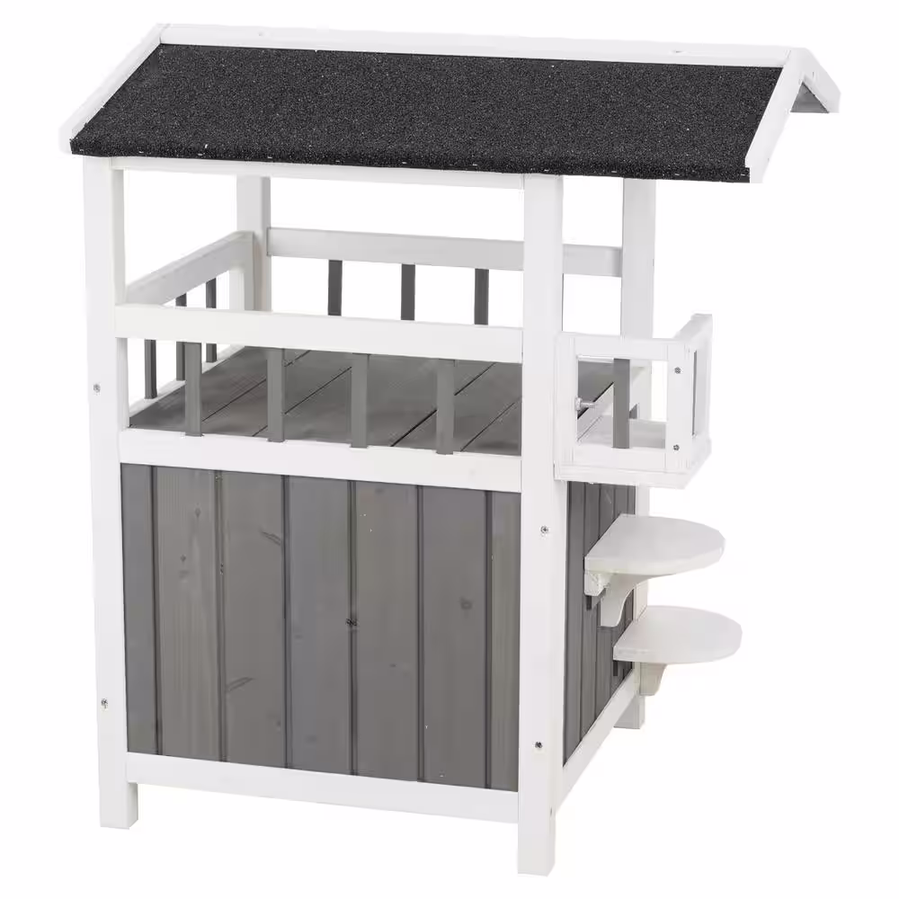 TRIXIE 25 in. x 21.5 in. x 29.75 in. Pet Home with Shade in Gray/White