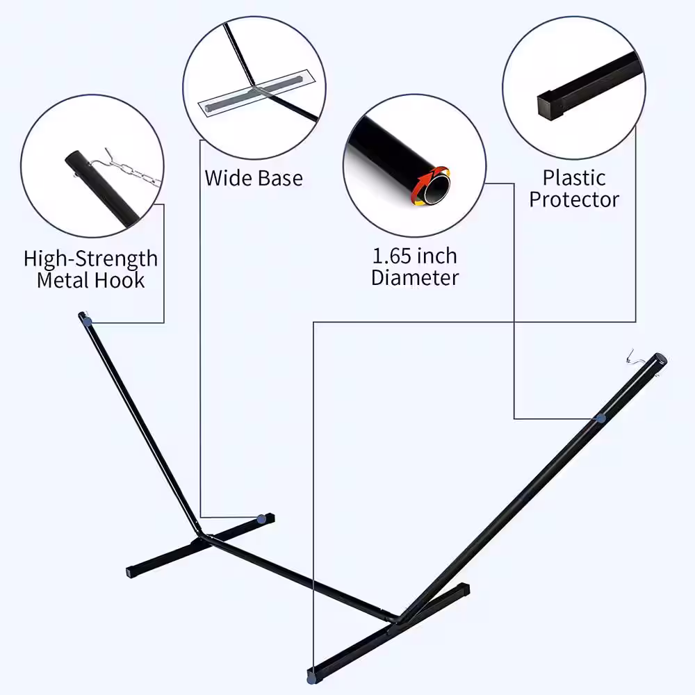 None 12 ft. Fabric Hammock with Stand in Catalina Beach