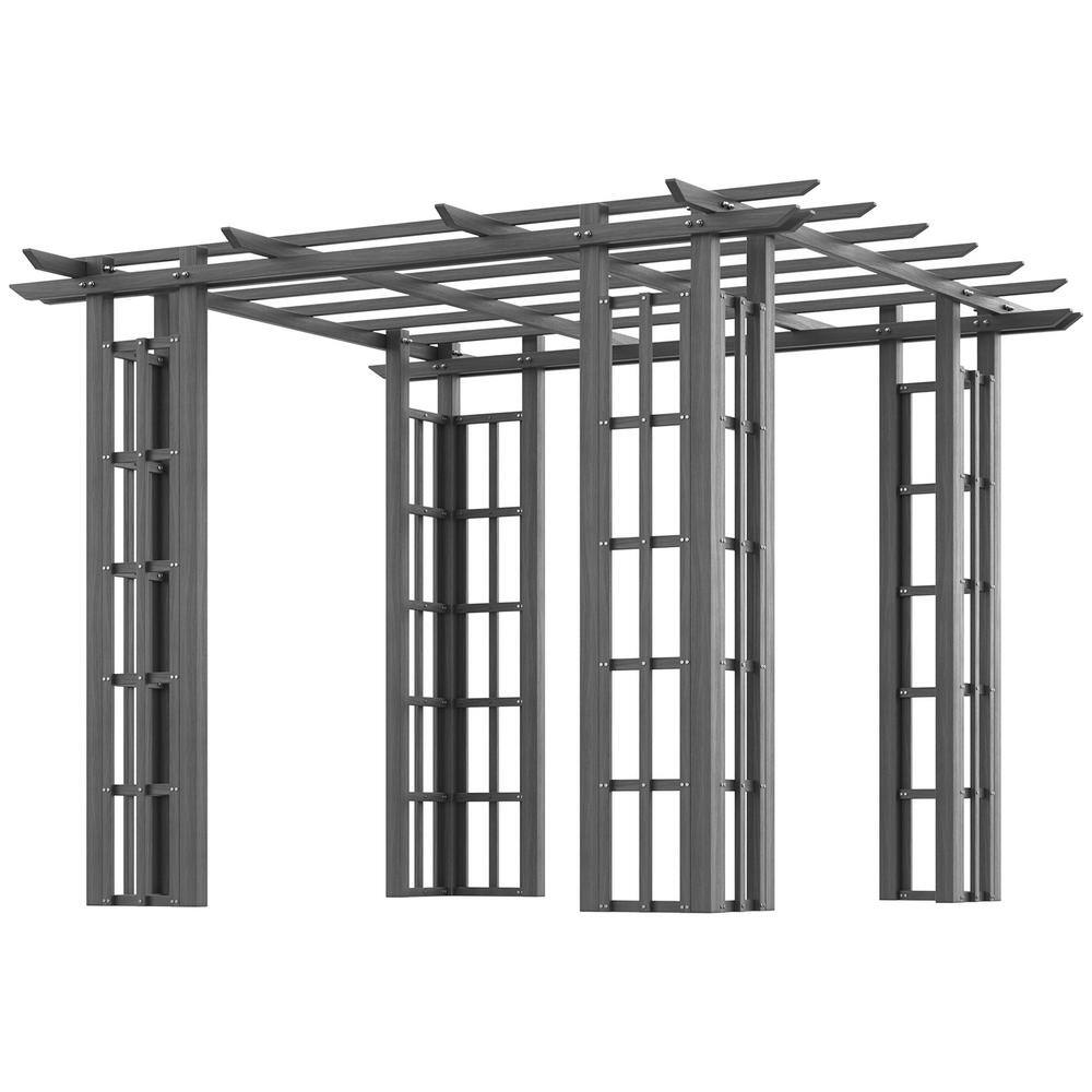 Outsunny 9 ft. x 9 ft. Vinyl Pergola, PVC Outdoor Gazebo Grape Trellis, for Garden, Patio, Backyard, Deck