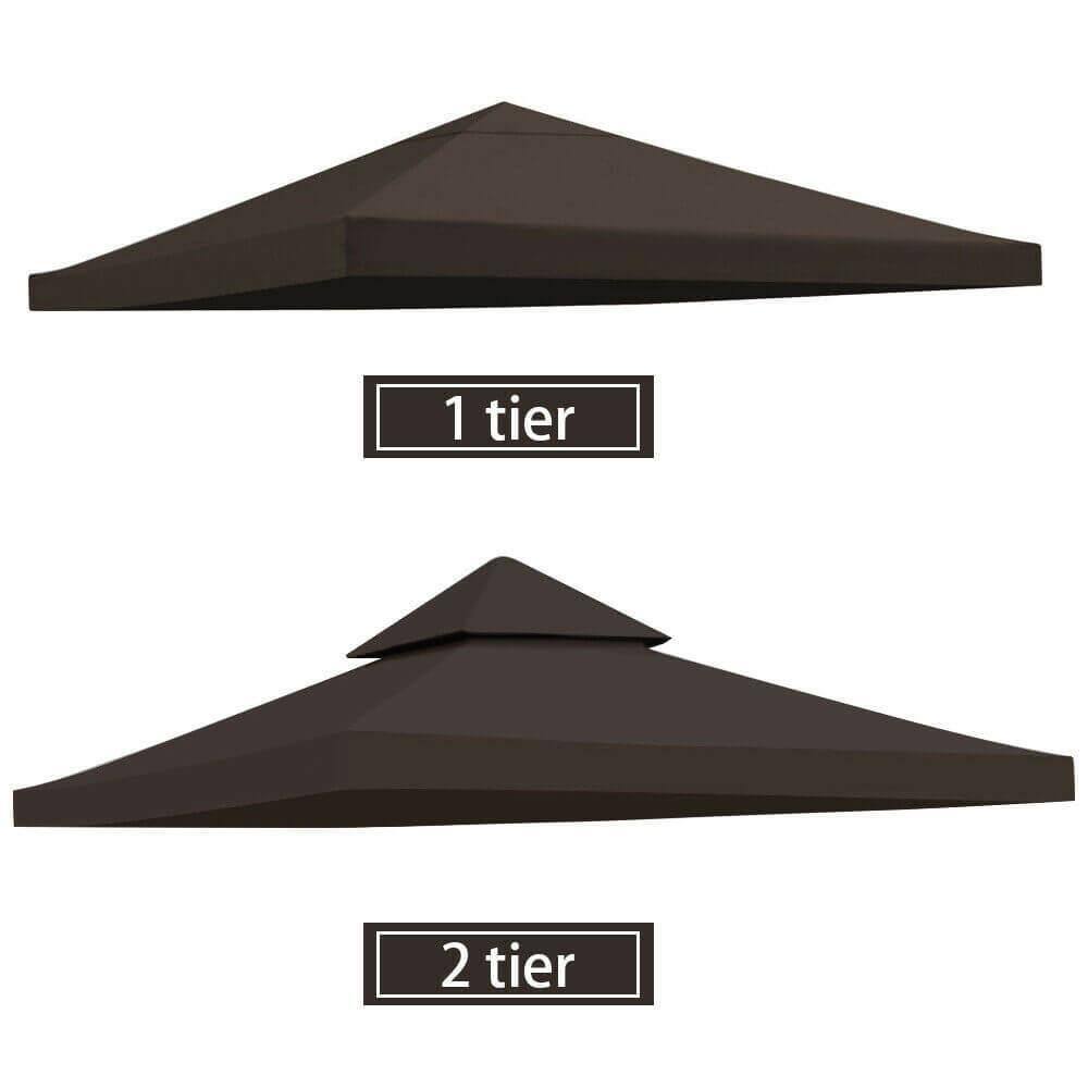 None 10 ft. x 10 ft. Gazebo Canopy Top Replacement Coffee Patio Pavilion Cover (2-Tier)