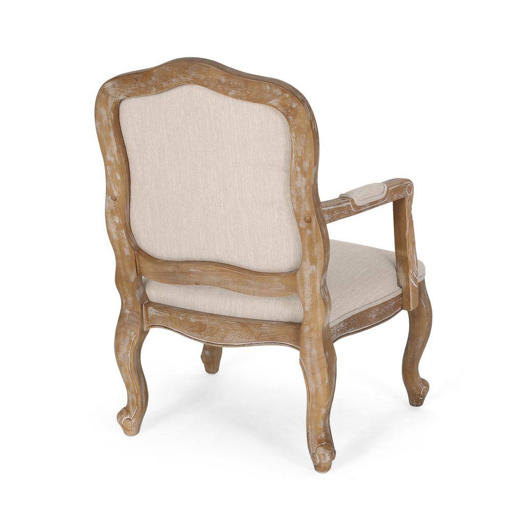 Noble House Joni Beige and Natural Upholstered Dining Armchair (Set of 2)