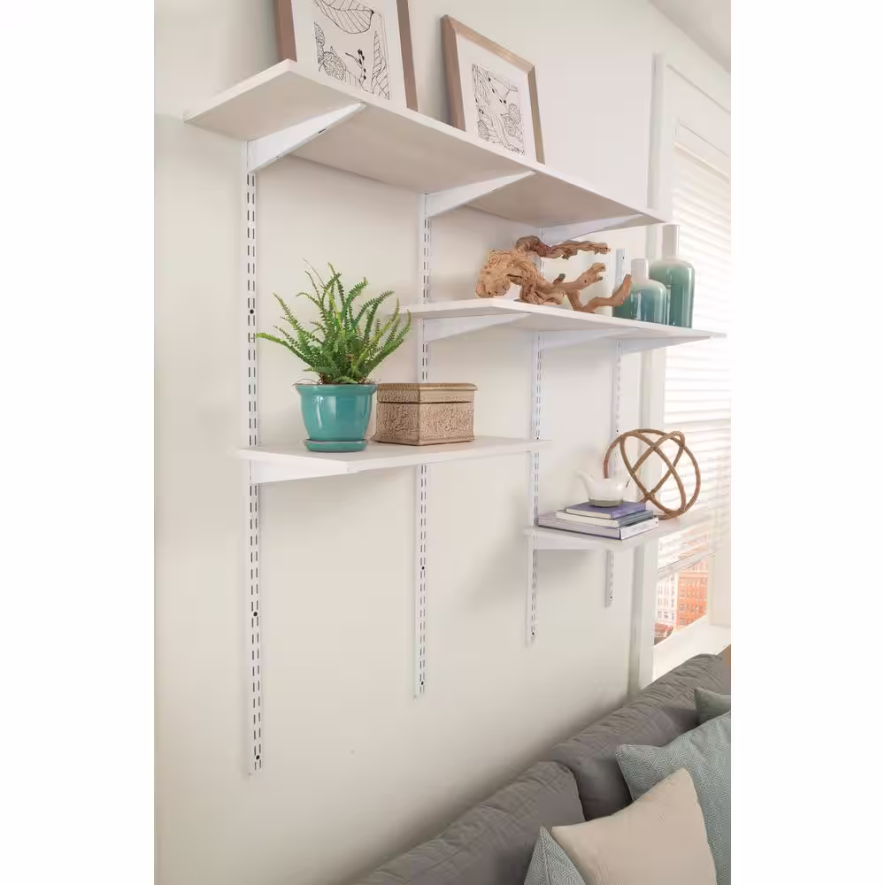 Rubbermaid Chestnut Laminated Wood Wall Mounted Shelf 12 in. D x 48 in. L