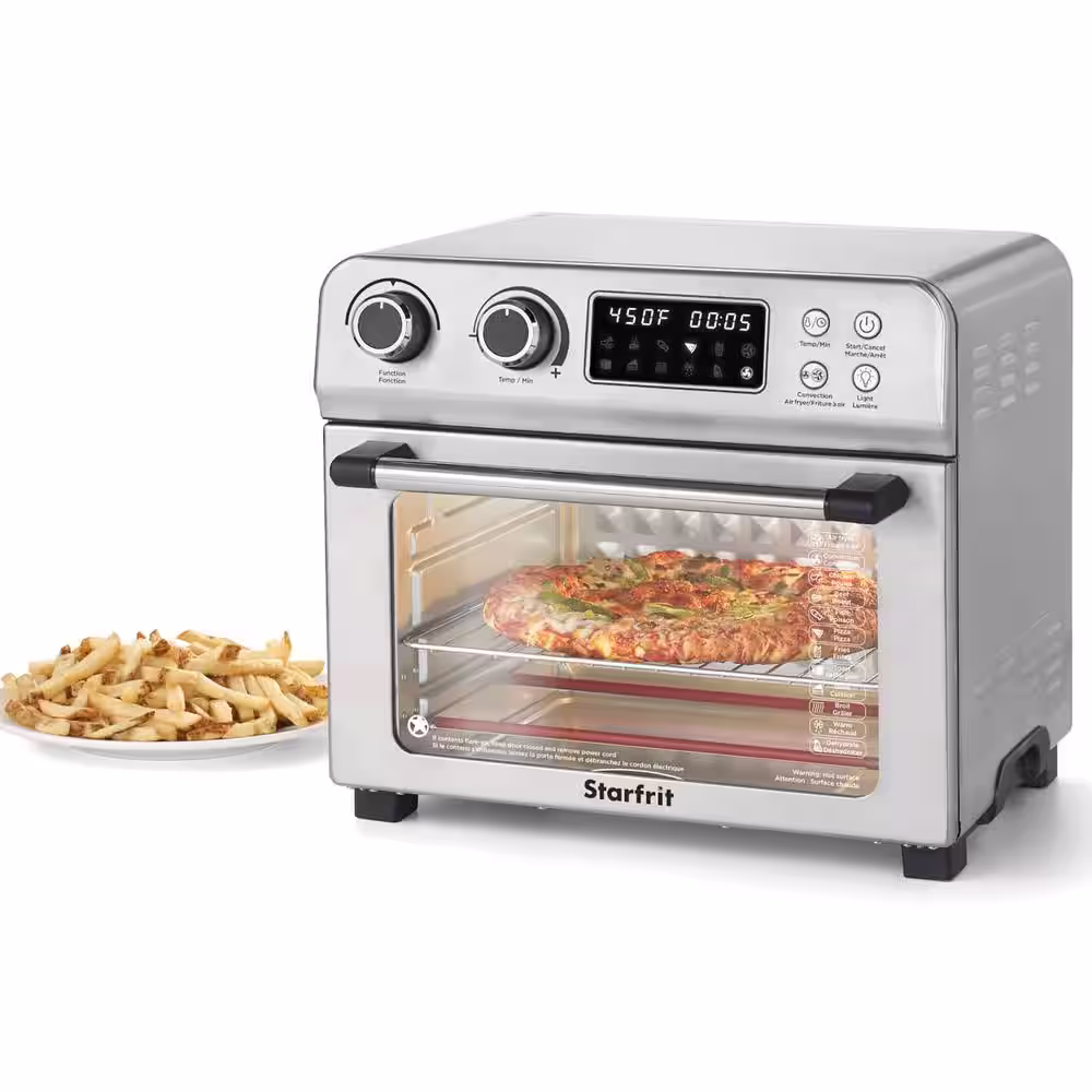 Starfrit 20.885 Qt. Silver 1,700-Watt Air Fryer Toaster Oven