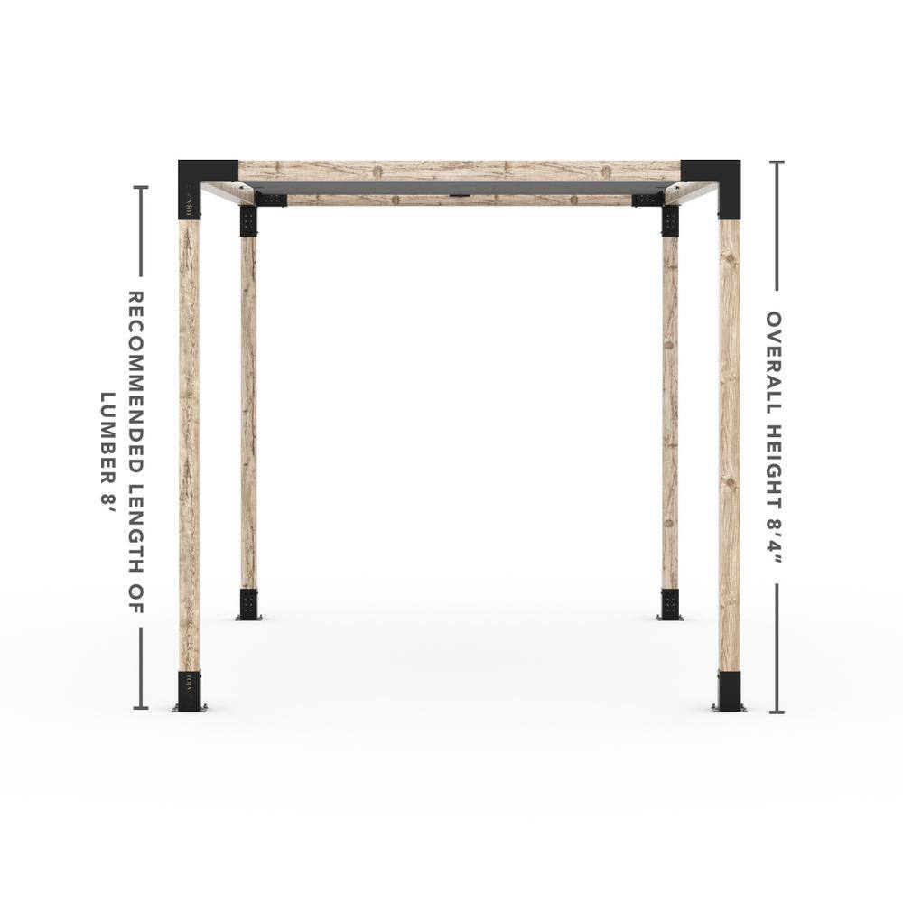 TOJA GRID 8 ft. L x 12 ft. W Pergola Kit with Denim Shade Sail, 4x4 Wood
